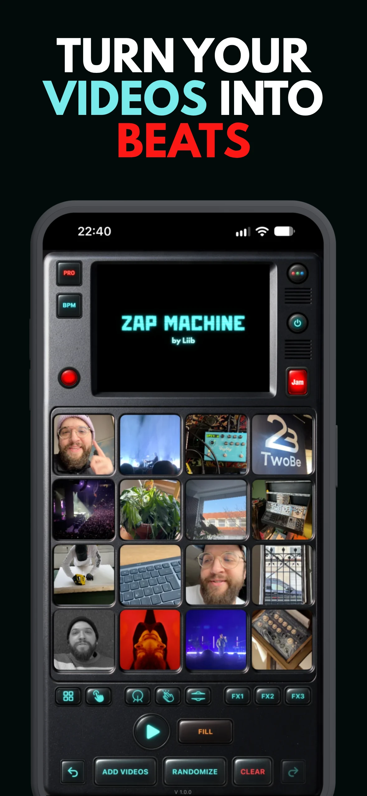 Zap Machine video sampler on iPhone