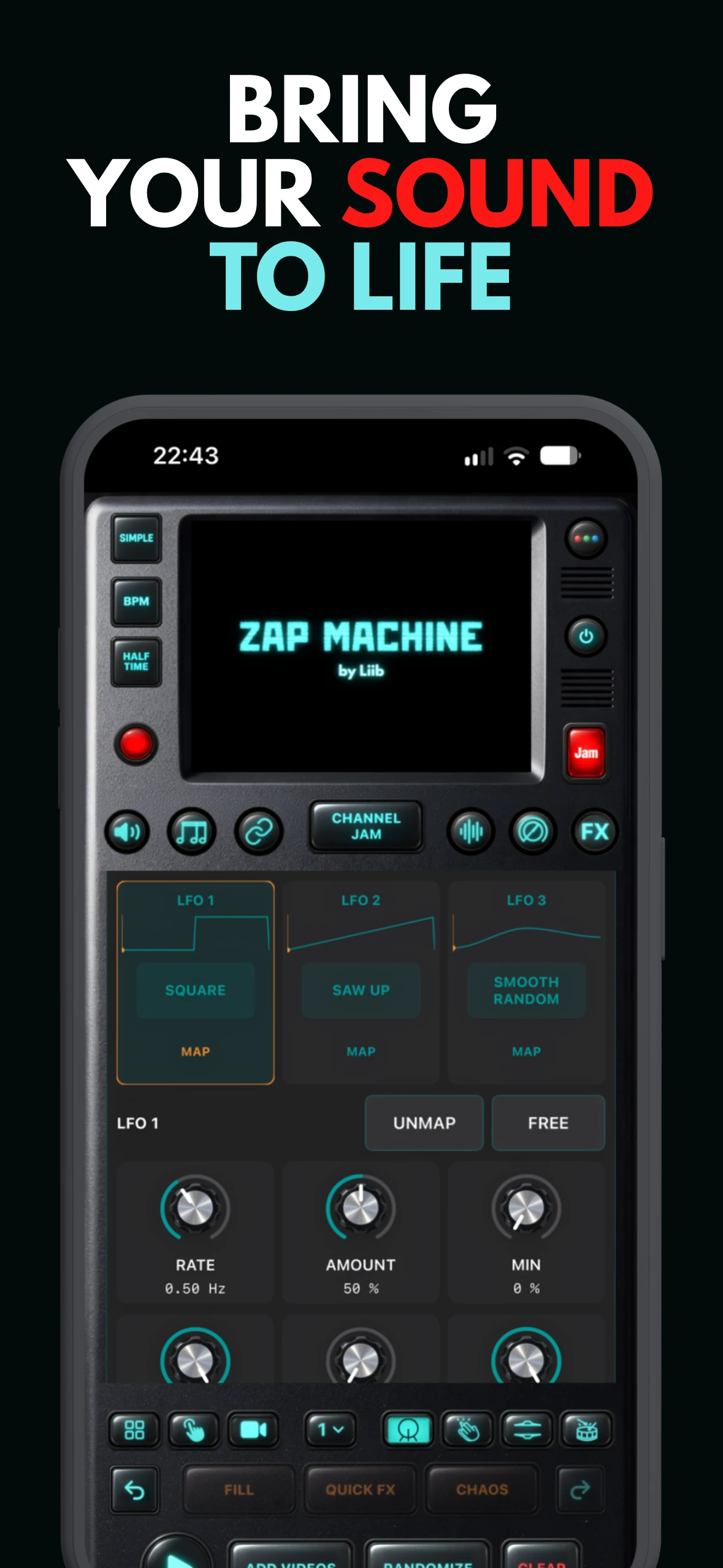 LFO modulation controls in Zap Machine
